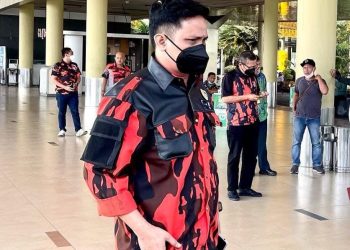 Ketua BKPB Pemuda Pancasila, Dicky Jaden ketika berada di bandara Sultan Thaha Jambi, Rabu (06/09/2023). [Foto: Don Ameck]
