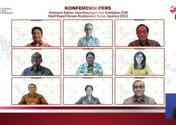 Konferensi pers Assessment Sektor Jasa Keuangan dan Kebijakan OJK hasil rapat Dewan Komisioner bulan Agustus 2023 secara virtual. [Dok. Humas OJK Jambi]