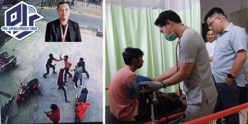 Aksi pengeroyokan Ketua DPC PJS Tanjabbar Provinsi Jambi, Selasa (10/10/2023) (insert: Ketua DPP PJS Div Pembelaan Wartawan, Ismail Abas).