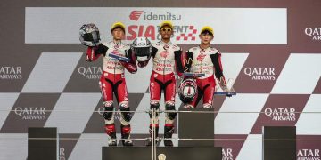 Pebalap Binaan Astra Honda saat naik podium Idemitsu Asia Talent Cup (IATC) 2023. [Foto: AHM]
