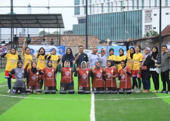 Pertandingan mini soccer dalam rangka HUT Antara di Lapangan GSC Jalan Gatot Subroto Jambi pada Sabtu 9 Desember 2023.  [Foto: Yamaha DDS Jambi/Didit]