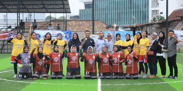 Pertandingan mini soccer dalam rangka HUT Antara di Lapangan GSC Jalan Gatot Subroto Jambi pada Sabtu 9 Desember 2023.  [Foto: Yamaha DDS Jambi/Didit]