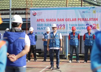 PLN UP3 Jambi saat gelar apel siaga dan peralatan pada Selasa (12/12).