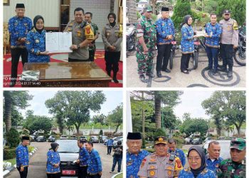 Polresta Jambi menerima pinjam pakai kendaraan dinas dari Pemkot Jambi di Aula Rumdis Walikota Jambi, Rabu (17/1). [Foto: sinergitas/Dody]