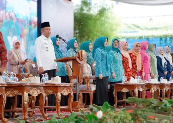 Wagub pada Pembukaan Jambore TP PKK Tingkat Provinsi Jambi, bertempat di Ev Garden, Pall Merah Kota Jambi, Rabu (24/04/2024). (Foto: Diskominfo/Novriansah)