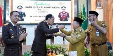 Syukuran Peringatan HBA ke-64 Tahun 2024 di Aula Jaksa Agung R. Suprapto lantai IV Kantor Kejati Jambi, Senin (22/07/2024). (Foto: Diskominfo/Harun)