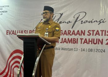 Sekda Sudirman dalam Pleno Provinsi EPSS di Odua Weston Hotel Jambi, Selasa (13/08/2024). (Foto: Diskominfo/Waaly)