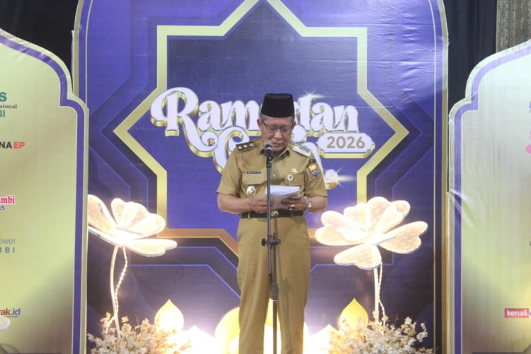 Wagub Sani buka Ramadhan Ceria Jambi TV 2026 Season 14, bertempat di Studio Jambi TV, Selasa (24/02/2026) siang. (Foto: Diskominfo/Reno.S)